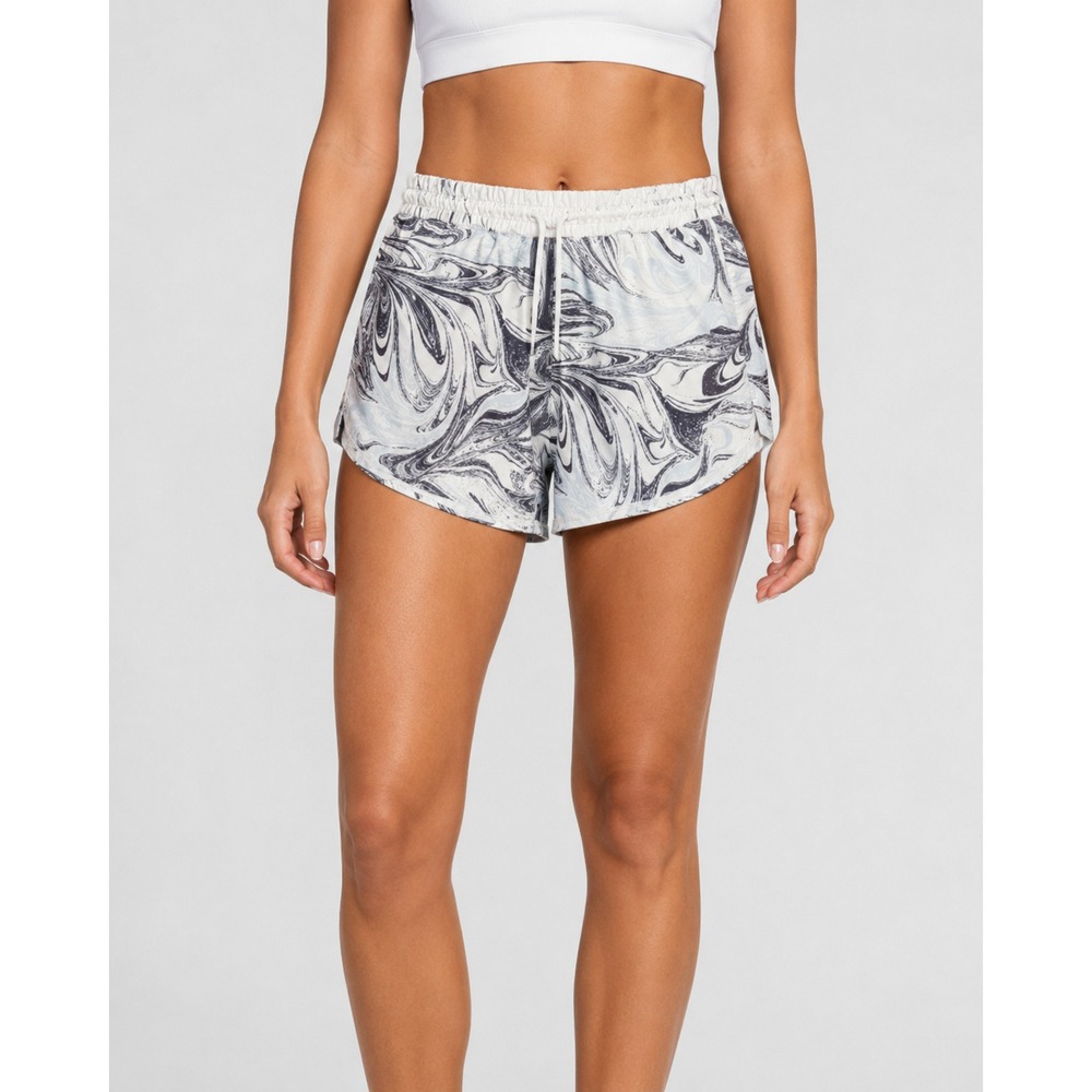 Athleta Shorts Size S White Black Marble Print Running Gym Workout Activewear